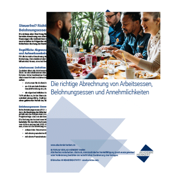 Vorschau Whitepaper Richtige Abrechnung von Arbeitsessen und Co.